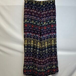 Bisou Bisou Colorful Boho Palazzo Pants Wide Leg Flowy Festival Sheer Summer L